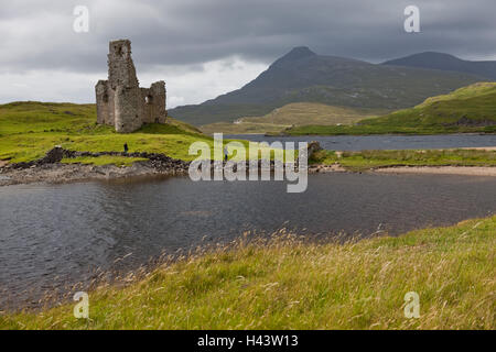 Grande Bretagne, Ecosse, Highlands, North West Highlands, Wester Ross, Loch Assynt, Lough Assynt, Ardvreck Castle, Banque D'Images