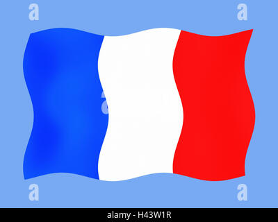 L'infographie, drapeau national, France, drapeau, drapeau, drapeau, de l'état figure, blow, tricolore, en français, trois-coloré, photographie de produits, Banque D'Images