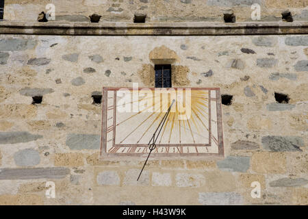 La Suisse, Grisons, 'Val Müstair', Müstair, façade, cadran solaire, Banque D'Images