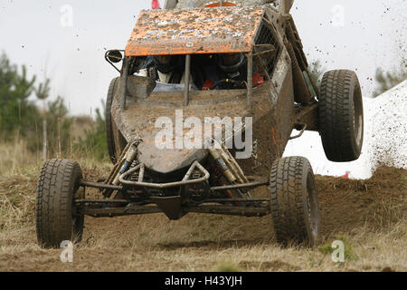 La Basse Californie buggy, véhicule sauvages, colline, crack, head-on, Banque D'Images