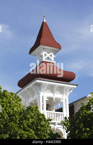 Allemagne, Mecklembourg-Poméranie-Occidentale, Rügen, dans l'architecture complexe Sellin (village), bâtiment, détail, la tour de bois, Banque D'Images