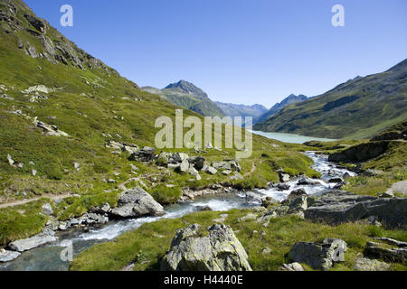 Autriche, Vorarlberg, Silvretta, Klostertal, Mountain Brook, Banque D'Images