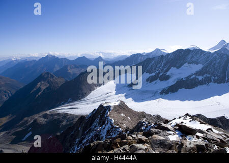 Autriche, Tyrol, Stubaital, Tyrol, Blade tip top, vue panoramique, Banque D'Images