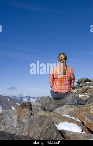 Autriche, Tyrol, Stubaital, Tyrol, Blade tip top, alpiniste, Banque D'Images