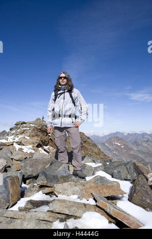 Autriche, Tyrol, Stubaital, Tyrol, Blade tip top, alpiniste, Banque D'Images