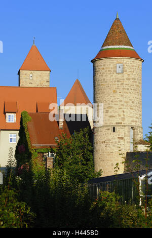 Allemagne, Bavière, franc, Dinkelsbühl, mur de la ville des tours, Banque D'Images