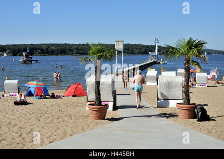 Zone de baignade Plage Wannsee, Nikolassee, Berlin, Allemagne, Banque D'Images