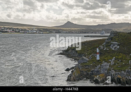 Les îles Falkland, Port Stanley, en vue locale, bay, paysages, Banque D'Images