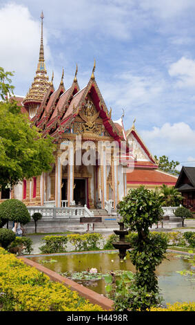 La Thaïlande, Phuket, temple Wat Chalong, parc, Banque D'Images