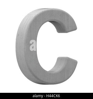 3d gauche C Lettre de béton gris, rendu 3D graphic isolé sur fond blanc Banque D'Images