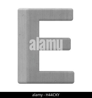 3d gauche e lettre de béton gris, rendu 3D graphic isolé sur fond blanc Banque D'Images