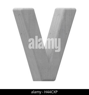 3d gauche V Lettre de béton gris, rendu 3D graphic isolé sur fond blanc Banque D'Images