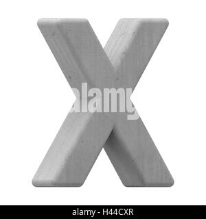 3d gauche lettre x de béton gris, rendu 3D graphic isolé sur fond blanc Banque D'Images