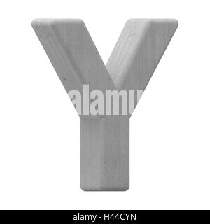 3d gauche lettre Y de béton gris, rendu 3D graphic isolé sur fond blanc Banque D'Images