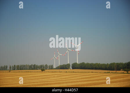 Allemagne (Saxe-Anhalt), parc éolien, l'énergie éolienne, l'énergie éolienne, roues Banque D'Images