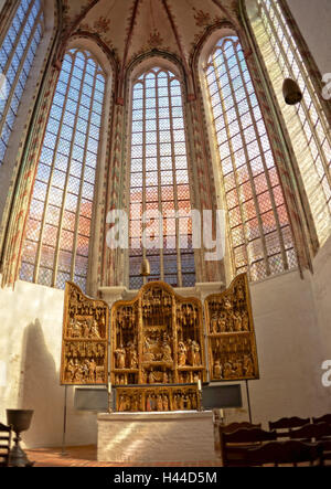 Allemagne, Schleswig - Holstein, Lübeck (ville), la cathédrale, vue de l'intérieur, autel, Antwerpener Banque D'Images