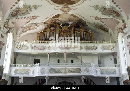 Allemagne, Bade-Wurtemberg, brook er, l'église Saint Martin, galerie, orgue, Banque D'Images