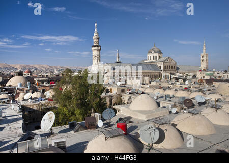 Syrie, Damas, vue sur ville, Omayyadenmoschee, Banque D'Images