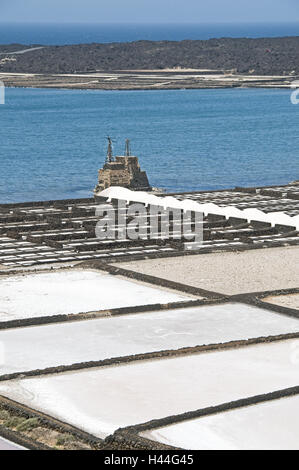 Espagne, Canaries, Lanzarote, Salinas de Janubio, Banque D'Images