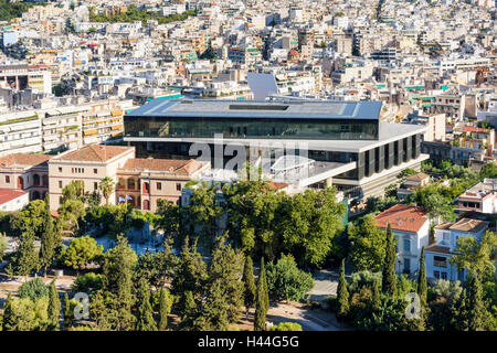 La vue du nouveau Musée de l'Acropole Athènes dans la banlieue de Makrygianni, Athènes, Grèce Banque D'Images