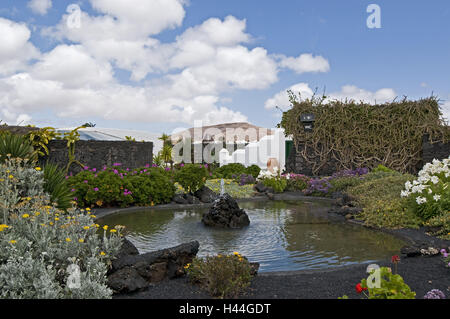 Espagne, Canaries, Lanzarote, Taro de Tahiche, Fundacion Cesar Manrique, musée, jardin, Banque D'Images