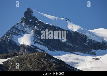 La Norvège, le parc national de Jotunheimen, Leirdalen, montagne, sommet, neige, Banque D'Images