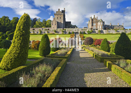 Royaume-uni, Ecosse, Rossshire Cromatyrshire et Drummond, château, jardin, chemin, Banque D'Images