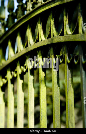 Parc du château, porte du château, en fer forgé, patine, Banque D'Images