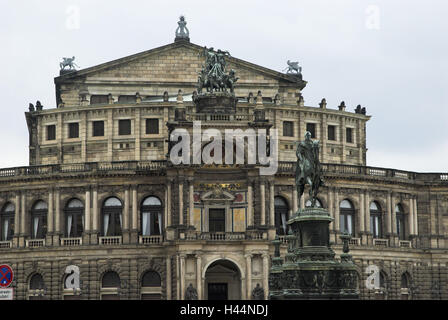 Allemagne, Saxe, Dresde, Semperoper, place du théâtre, Banque D'Images