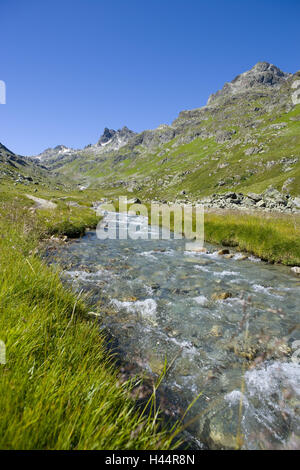 Autriche, Vorarlberg, Silvretta, Klostertal, Mountain Brook, Banque D'Images