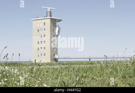 Allemagne, Basse-Saxe, Cuxhaven, tour radar, Banque D'Images