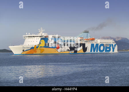 Italie, Sardaigne, 'Moby Line', Olbia ferry port, entrée privée, Banque D'Images