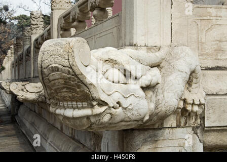 La Chine, les tombeaux des Ming, Ming-Shisan-Ling, mausolée, tombeau Changling, gargouille, détail, Asie, nécropole, Shisanling, cimetière, tombeau plante, dynastie Ming, tombeau, tombes impériales, le lieu reste, tombeau Changling, temple, bâtiment, structure, historiquement, la culture, l'endroit d'intérêt, l'héritage culturel mondial de l'UNESCO, à l'extérieur, l'architecture, le tourisme, Banque D'Images