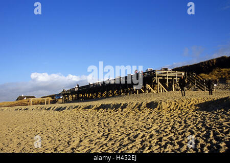 Allemagne, Schleswig - Holstein, île de Sylt, Kampen, plage de sable, touristiques, hiver, l'île de la mer du Nord Mer du Nord Banque D'Images