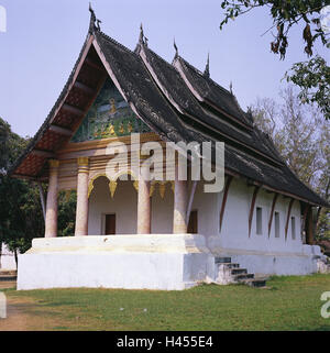 Le Laos, Luang Prabang, temple Wat Aham, Asie, Asie du Sud-Est, la destination, le lieu d'intérêts, de la culture, du patrimoine culturel mondial de l'UNESCO, l'architecture, de la structure, à l'extérieur, la foi, la religion, le bouddhisme, temple building, immeuble, Banque D'Images