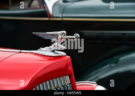 Déesse de l'ornement de capot de vitesse sur une Packard 1937 120. Classic vintage American car Banque D'Images