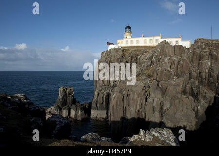 Les Hébrides, l'Île Skye, peninsula Neist Point, la partie la plus occidentale de l'île, phare, Banque D'Images