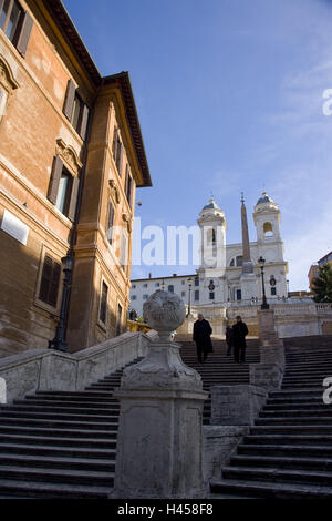 Place d'Espagne, de l'église Trinita dei Monti, Piazza di Spagna, Rome, Italie, Banque D'Images