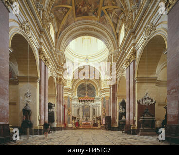 De Malte, Mdina, Saint Pierre et Paul's Cathedral, interior shot, island, île de la Méditerranée, la destination, le lieu d'intérêts, de la ville, Vieille Ville, d'un bâtiment, l'architecture, l'église, construction, sacré la foi, la religion, le christianisme, la cathédrale, du début du baroque, style architectural, baroque, l'architecture, l'autel, Banque D'Images