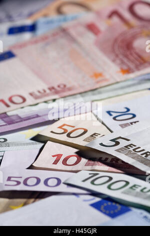 Des billets, les, est décédé, les billets de banque, monnaie monétaire, monnaie, euro, 5, 10, 20, 50, 100, 500, moyens de paiement, euronotes, billets, notes, propagation, la trésorerie, des finances, de l'encoche, Banque D'Images