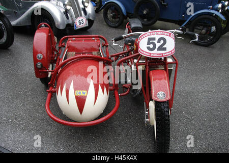 Courses de montagne de chaudière, anciens moto avec side-car, DKW 600 super sport, Bavarois, chaudières, la montagne, la course de montagne, course participant, vétéran de la race, historiquement, cet événement commémoratif, old-timer, véhicule, moto, événement, voyage qui rappelle, ra Banque D'Images