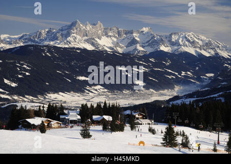 L'Autriche, Pays de Salzbourg, ski area, Flachauwinkel Dachsteingebirge, Flachau, Banque D'Images