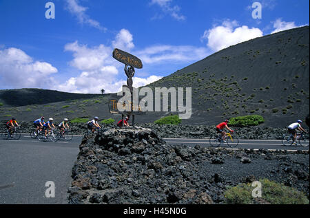 L'Espagne, les Canaries, l'île de Lanzarote, national park, course cycliste, indication, aucun modèle de presse, Banque D'Images