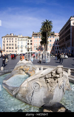 Barcaccia wells, Piazza Tu Spagna, Rome, Italie, Banque D'Images