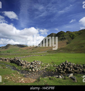 La Grande-Bretagne, l'Angleterre, Cumbria, District de saumure, Elterwater, paysage de montagne, Banque D'Images