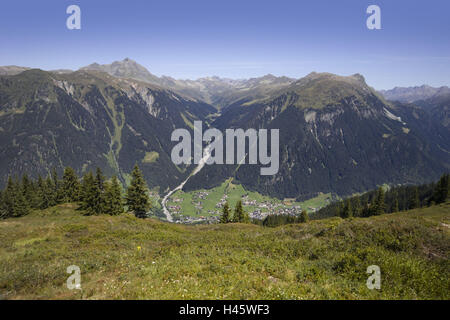 L'Autriche, Montafon, paysage de montagne, vue sur la vallée, Gaschurn, Banque D'Images