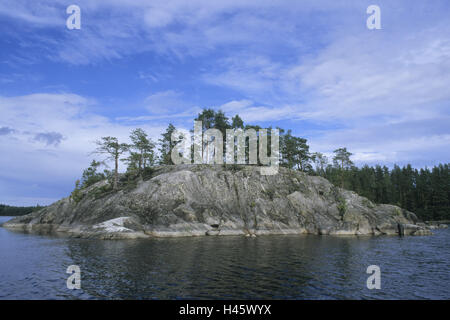 Plaine plaine des lacs finlandais plein, lac, île, bois, Finlande, Rantasalmi, NP, Linnansaari Banque D'Images