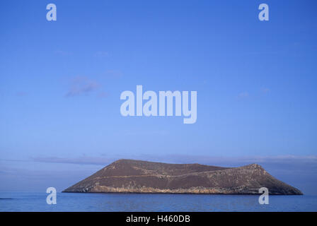 Les îles Galapagos, l'île Daphne Mayor, UNESCO World Heritage, l'Amérique du Sud, île, île de l'état, de l'Équateur, réserve naturelle, nature, rock, côte, mer, ciel, bleu, l'espace de copie, Banque D'Images