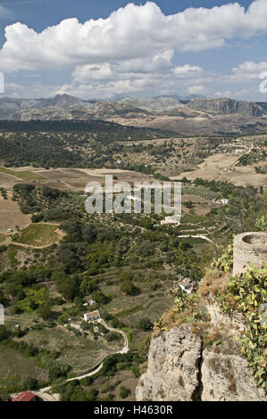 Espagne, province de Malaga, Andalousie, Ronda, vue, Serrania de Ronda, Banque D'Images