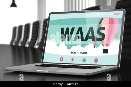 Un écran d'ordinateur portable avec le système WAAS Concept. 3D. Banque D'Images